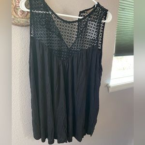NEW H&M Black Lace Sleeveless Top. Knit Neckline Size 2XL 100% Polyester